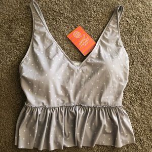 Kortni Jeane grey v neck peplum top XXL